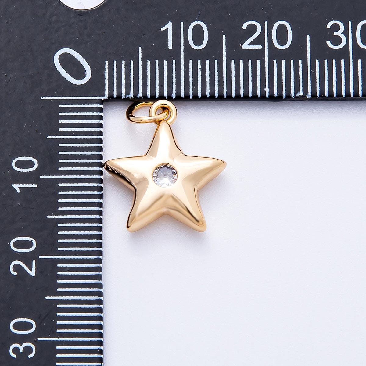 18k gold filled puffed star charms colorful CZ birthstone star pendant celestial jewelry findings dainty floating star charm | CHARMS-00342
