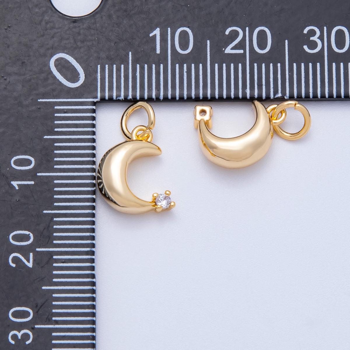 Tiny 14k Gold Filled Crescent Moon Charm Gold Pendant for Necklace Charm Component Charms-00422