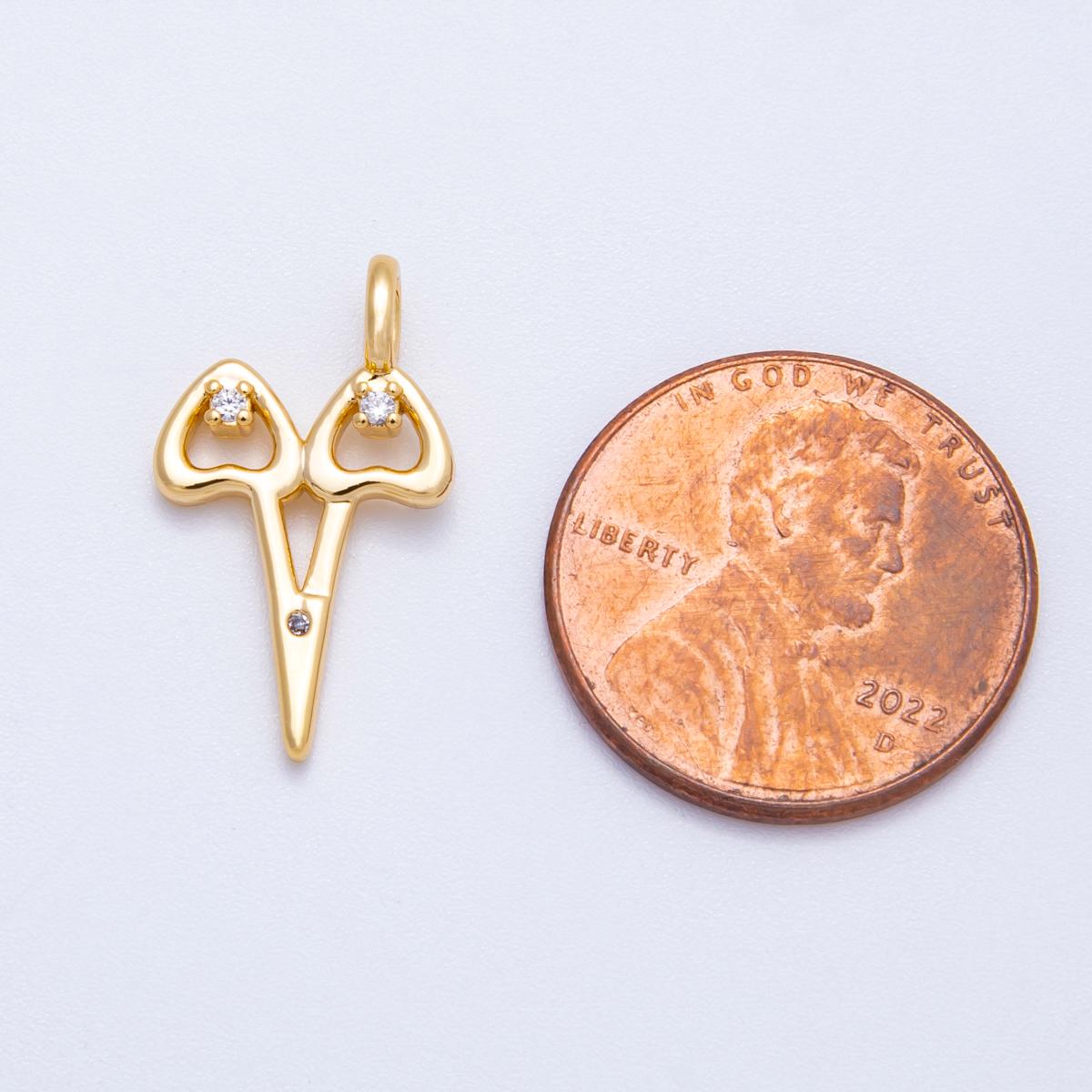 Mini 18k Gold Filled Scissor Pendant Charm, Jewelry Making Supply Charms-00423
