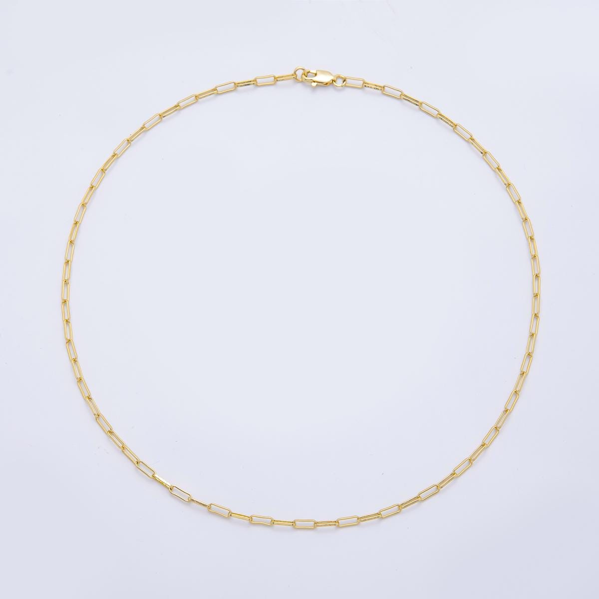 Gold Paper Clip Chain Necklace 16, 18, 20 Inch Dainty Minimalist Layering for Charm Necklace Supply WA4154