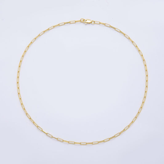 Gold Paper Clip Chain Necklace 16, 18, 20 Inch Dainty Minimalist Layering for Charm Necklace Supply WA4154