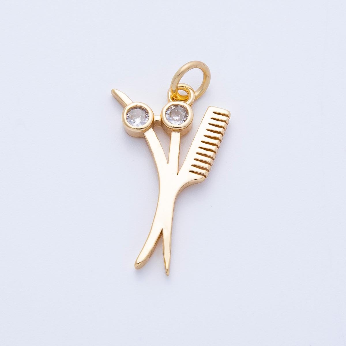 16k gold filled scissors and comb charm hair stylist pendant DIY Jewelry for barbers and hairdressers salon professional gift | CHARMS-00355
