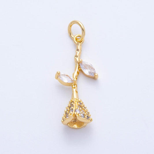 16k gold filled Rosebud charm dainty rose pendant romantic gift for nature lovers DIY Supply for custom necklace and bracelet | CHARMS-00358