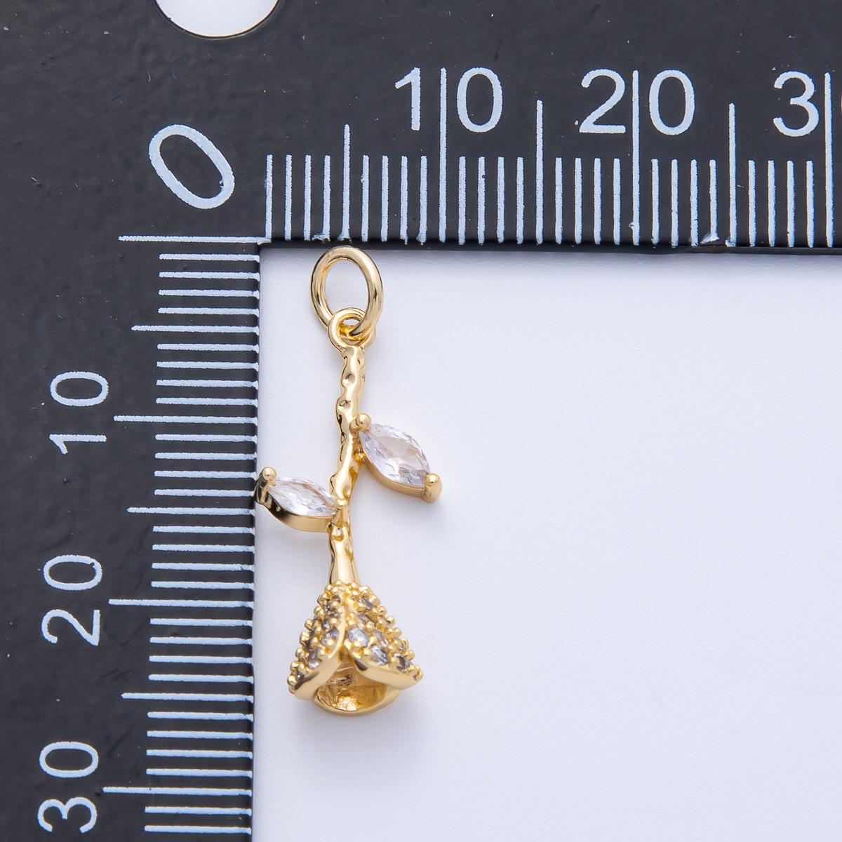 16k gold filled Rosebud charm dainty rose pendant romantic gift for nature lovers DIY Supply for custom necklace and bracelet | CHARMS-00358