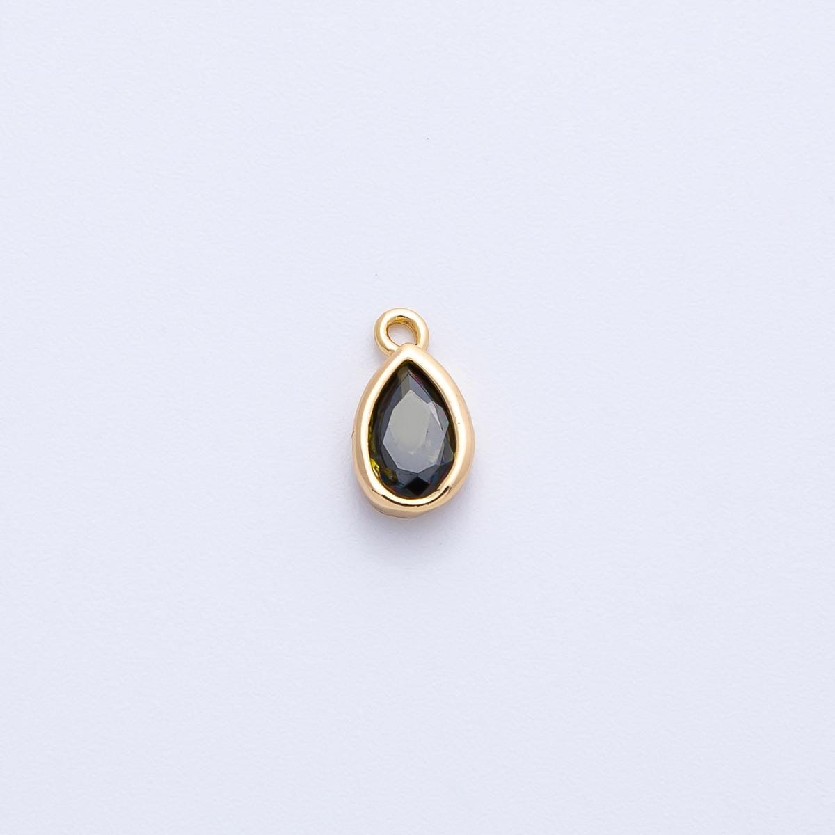 16k Gold Filled Mini Teardrop CZ Stone Pendant Add On Charm Dainty Crystal Gemstone for Jewelry Making DIY Bracelet Necklace | CHARMS-00359