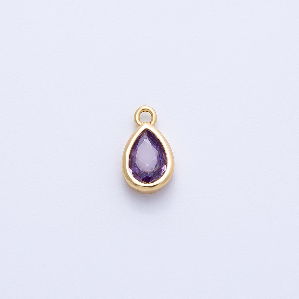 16k Gold Filled Mini Teardrop CZ Stone Pendant Add On Charm Dainty Crystal Gemstone for Jewelry Making DIY Bracelet Necklace | CHARMS-00359
