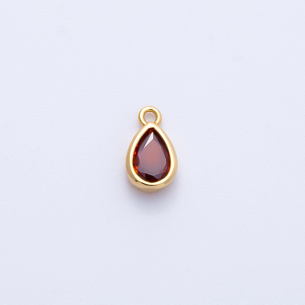 16k Gold Filled Mini Teardrop CZ Stone Pendant Add On Charm Dainty Crystal Gemstone for Jewelry Making DIY Bracelet Necklace | CHARMS-00359