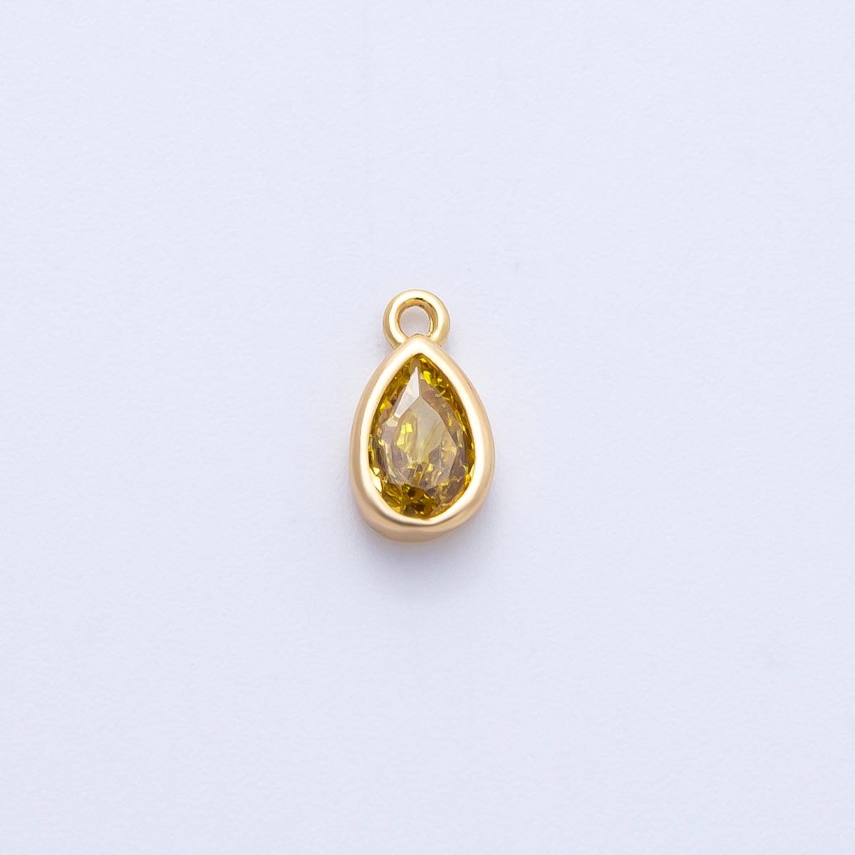 16k Gold Filled Mini Teardrop CZ Stone Pendant Add On Charm Dainty Crystal Gemstone for Jewelry Making DIY Bracelet Necklace | CHARMS-00359