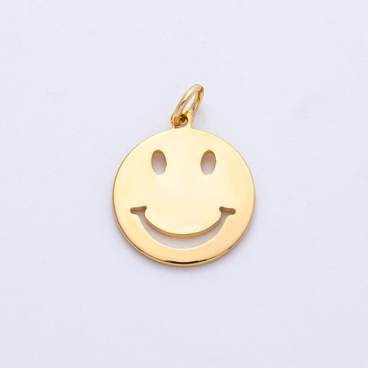 18k Stainless Steel Gold Smiley Face Charm Minimalist Happy Pendant DIY Jewelry Making Supply for custom Necklace & Bracelet | CHARMS-00364