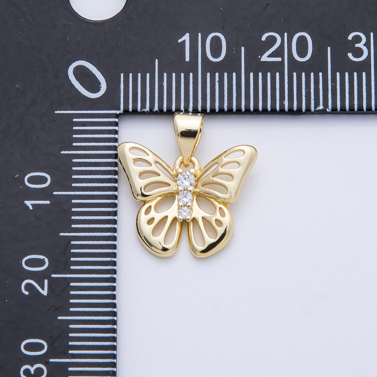 14k Gold Filled Butterfly Pendant 17mm Dainty Micro Pave CZ Nature Insect Charm DIY Jewelry Making Supply for Custom Necklace | CHARMS-00365