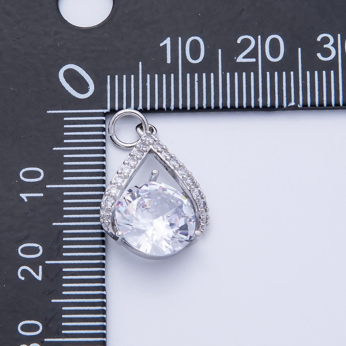 Teardrop Halo Pendant Necklace Round Cut Cubic Zirconia Solitaire Pear Shape Charm Wedding Jewelry for Brides and Bridesmaids | CHARMS-00366