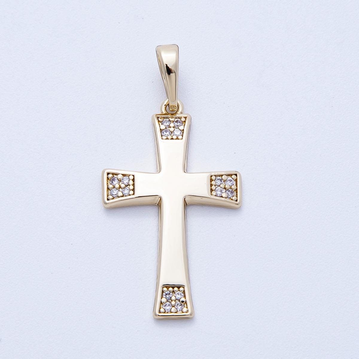 14k Gold Fill Catholic Cross Pendant, Christian Religious Charm for Necklace Making Charms-00352