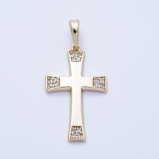 14k Gold Fill Catholic Cross Pendant, Christian Religious Charm for Necklace Making Charms-00352