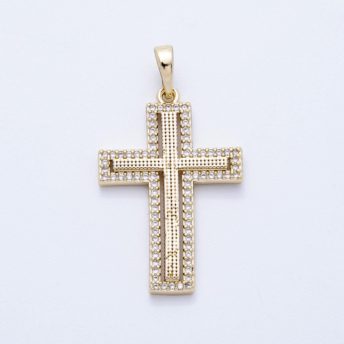 14k Gold Fill Modern Cross Pendant Catholic Christian Religious Charm for Necklace Making Charms-00353