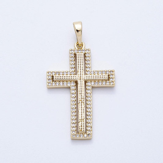 14k Gold Fill Modern Cross Pendant Catholic Christian Religious Charm for Necklace Making Charms-00353