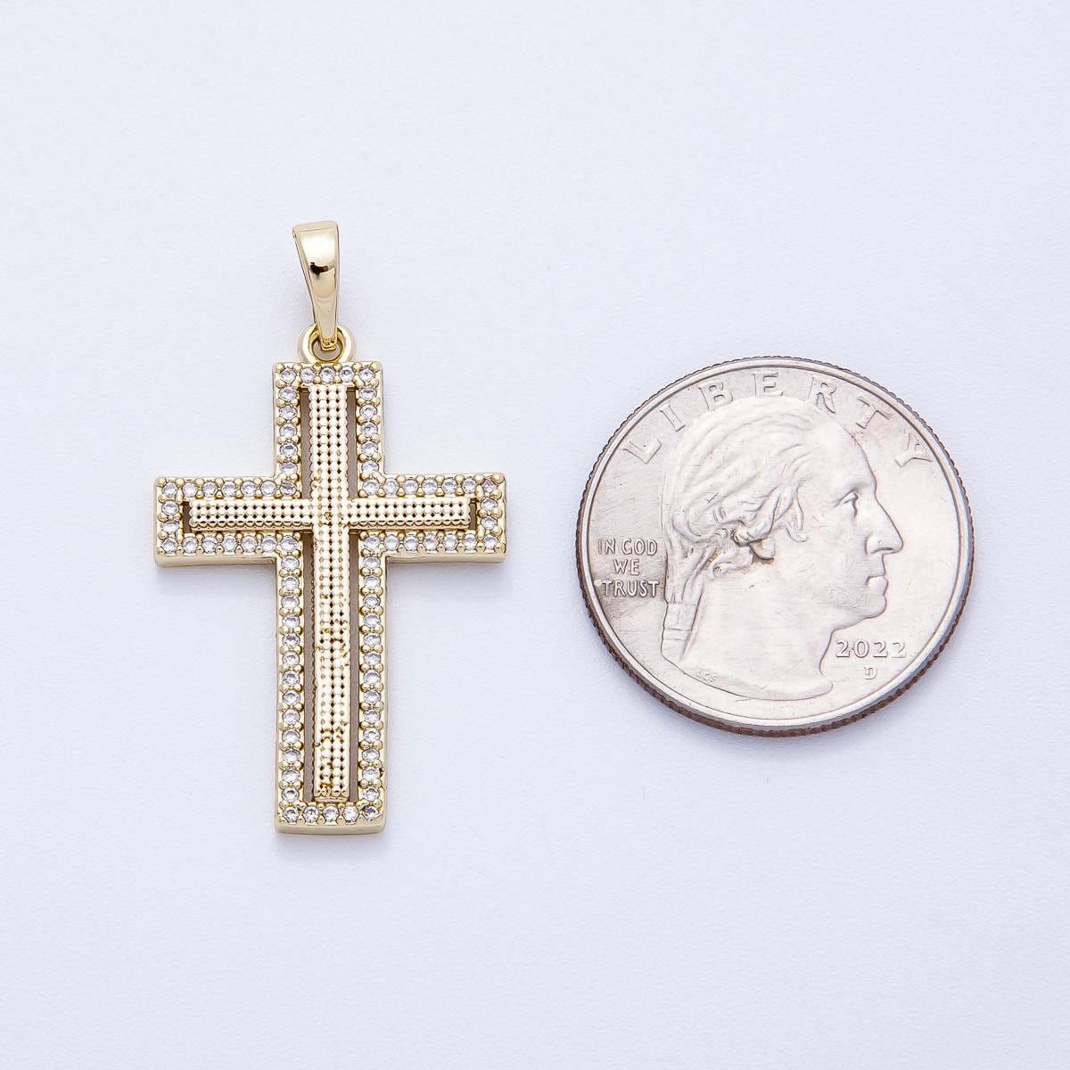 14k Gold Fill Modern Cross Pendant Catholic Christian Religious Charm for Necklace Making Charms-00353