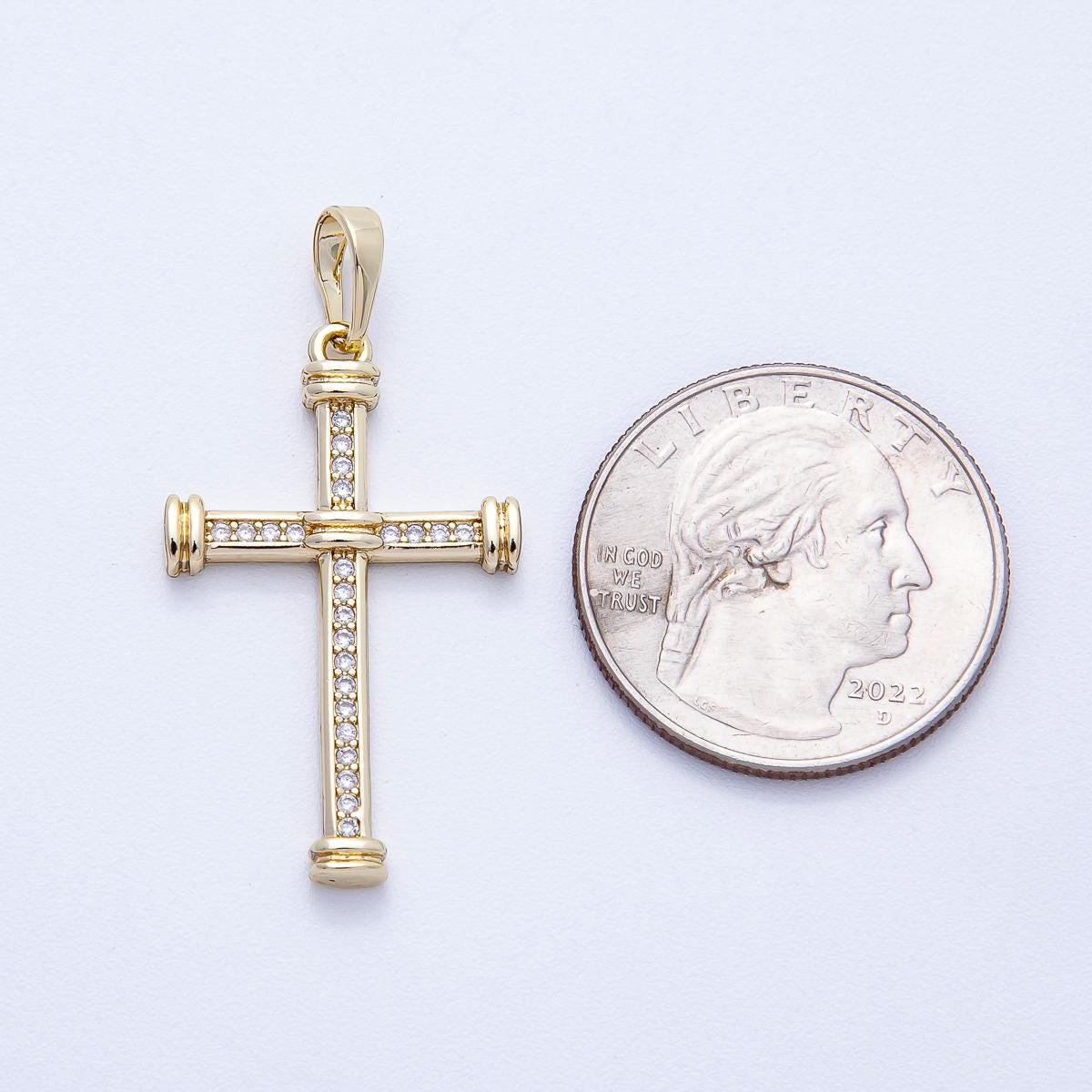 14k Gold Fill Minimalist Cross Pendant Catholic Christian Religious Charm for Necklace Making Charms-00430