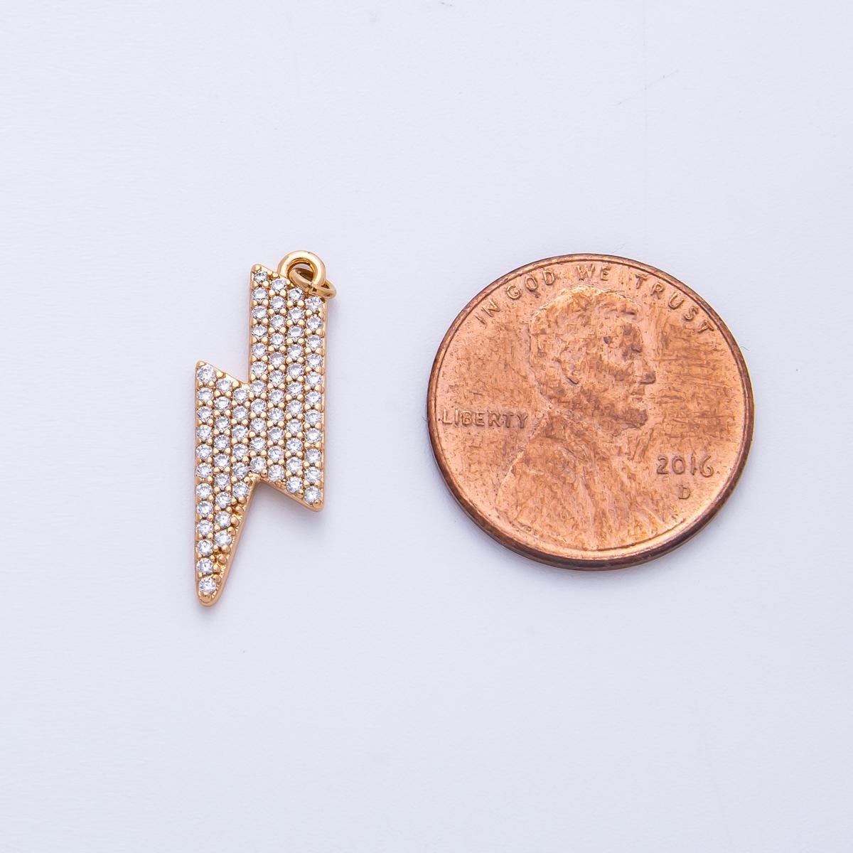 Rose Gold Micro Pave CZ Lightning Bolt Pendant Dainty Thunderbolt Charm for Necklace Iced Out Flash Jewelry Gift for Her | CHARMS-00389