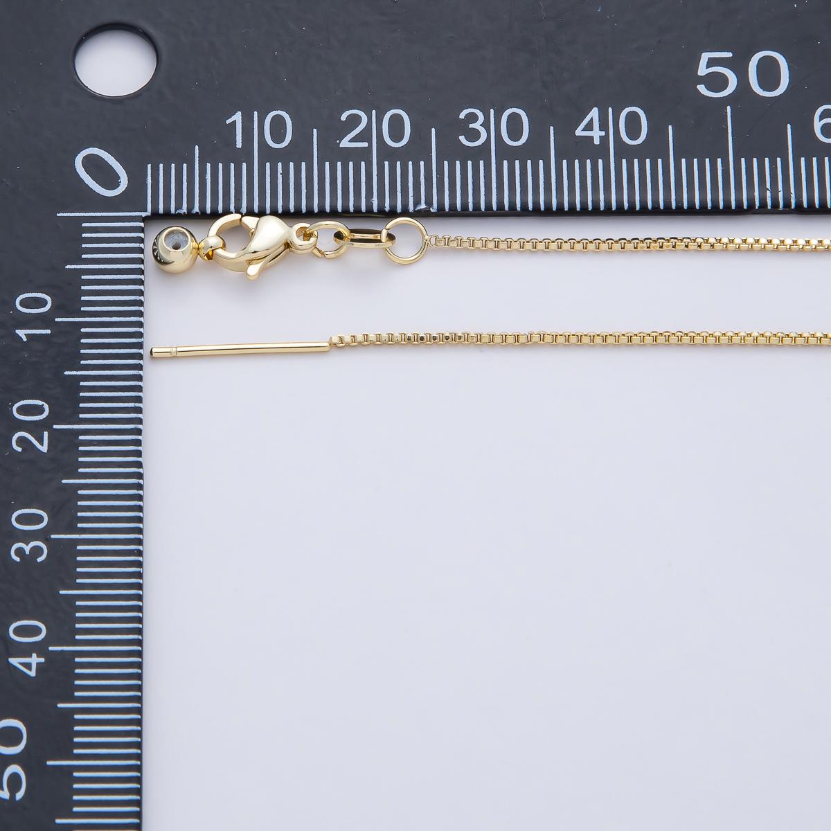 Dainty 24k gold filled Box Chain Adjustable Necklace Box link neck chain, thin simple layering chain 19" long Threader Chain WA-4212