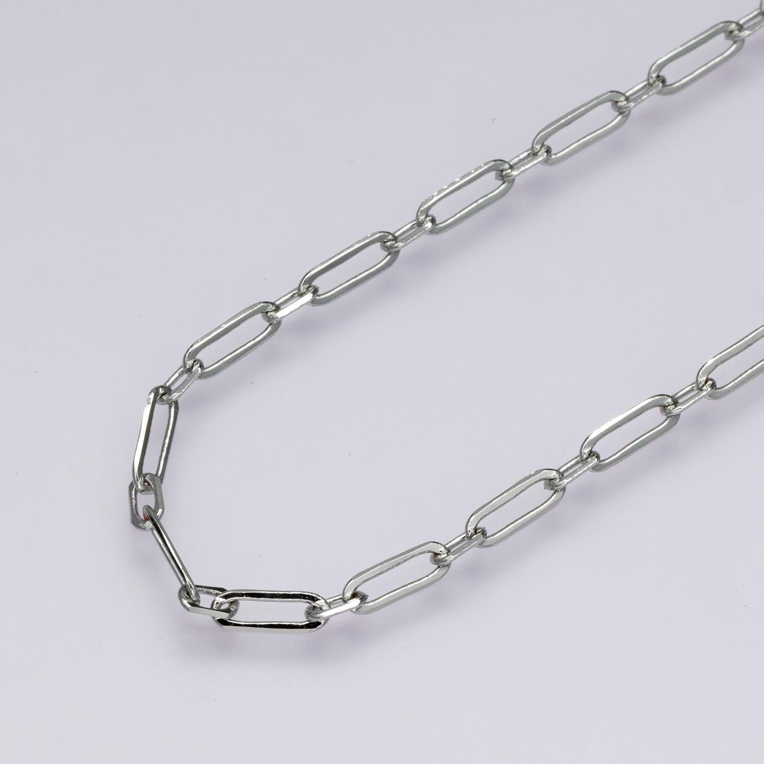Silver Oval Paper Clip Chain by Yard, Link Chain , Wholesale bulk Roll Chain for Jewelry Making, Size 2.3mm, ROLL-1861
