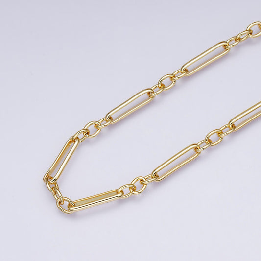 24K Gold Filled Stadium Cable Paperclip Chain by Yard, Link Cable Rolo Elongate Chain Wholesale bulk Roll Chain for Jewelry Making Roll-1858
