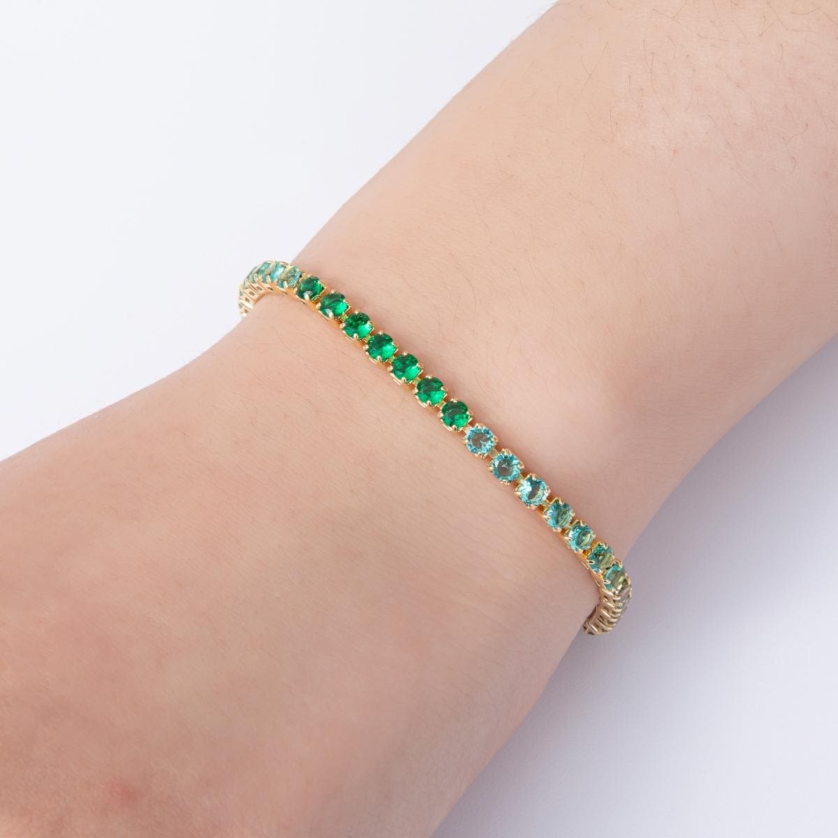 Dainty gold tennis bracelet cz Colorful Gradient tennis bracelet cubic zirconia bracelet green pink clear cz bracelet WA-4223