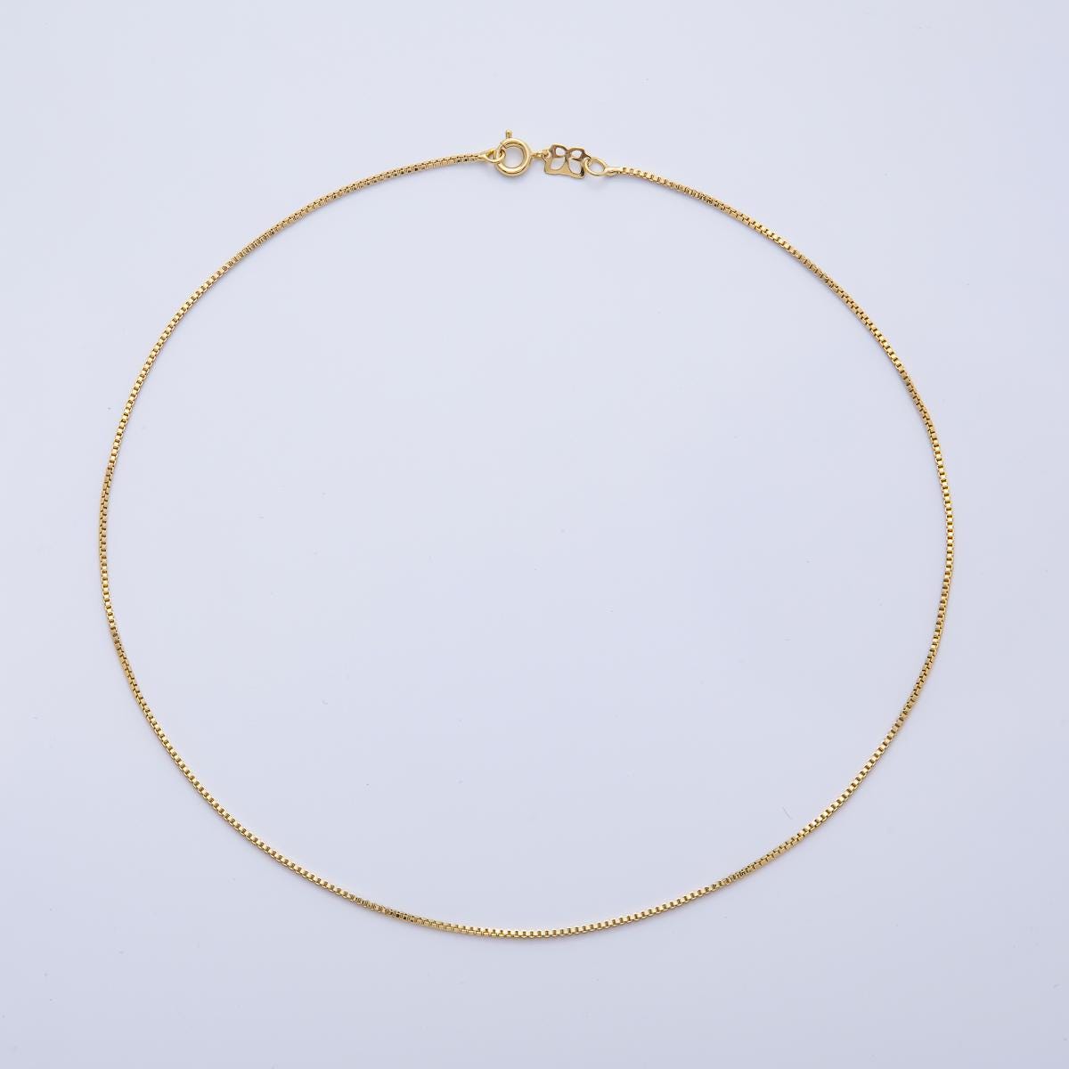 24k gold filled 1.25mm dainty box chain 16 inch chain necklace | WA-4188