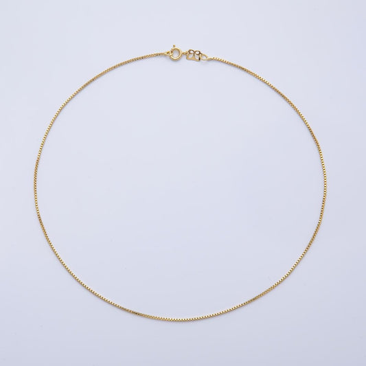 24k gold filled 1.25mm dainty box chain 16 inch chain necklace | WA-4188