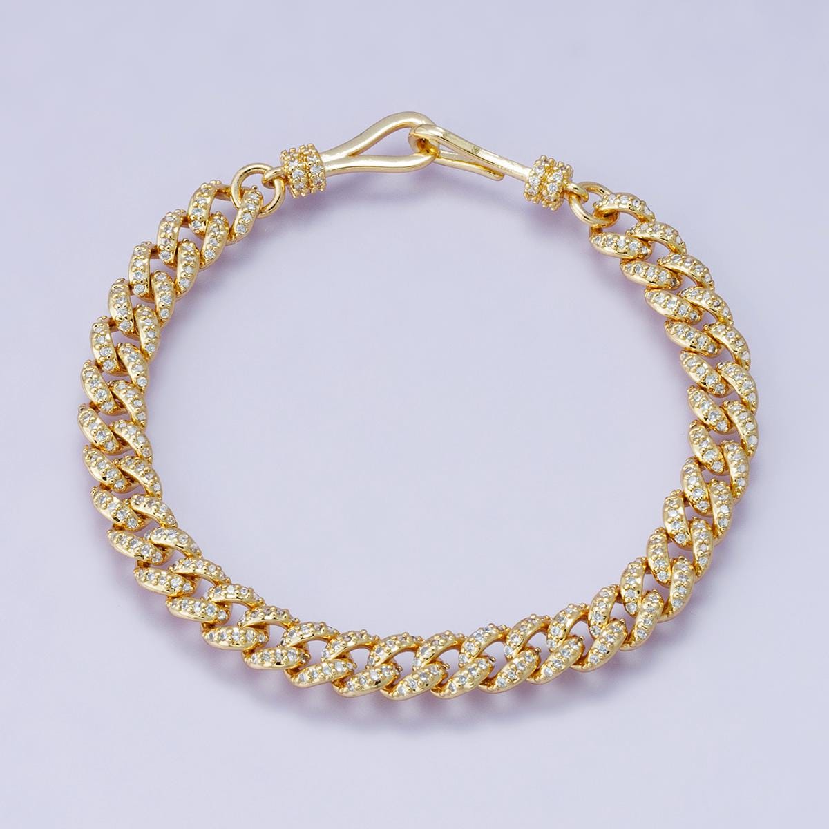 18k Gold Filled CZ Pave Cuban Link Bracelet – 7 Inch Chunky Hip Hop Jewelry WA-4191