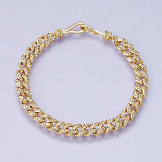 18k Gold Filled CZ Pave Cuban Link Bracelet – 7 Inch Chunky Hip Hop Jewelry WA-4191