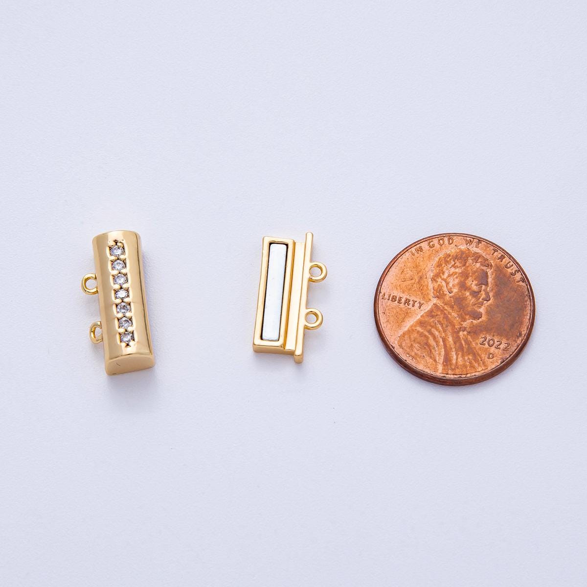 18K Gold Filled 16mm Micro Paved CZ Detangler Finding in Gold & Silver 2-Strand Sparkle DIY Layering Necklace Connector | FINDINGS-00079