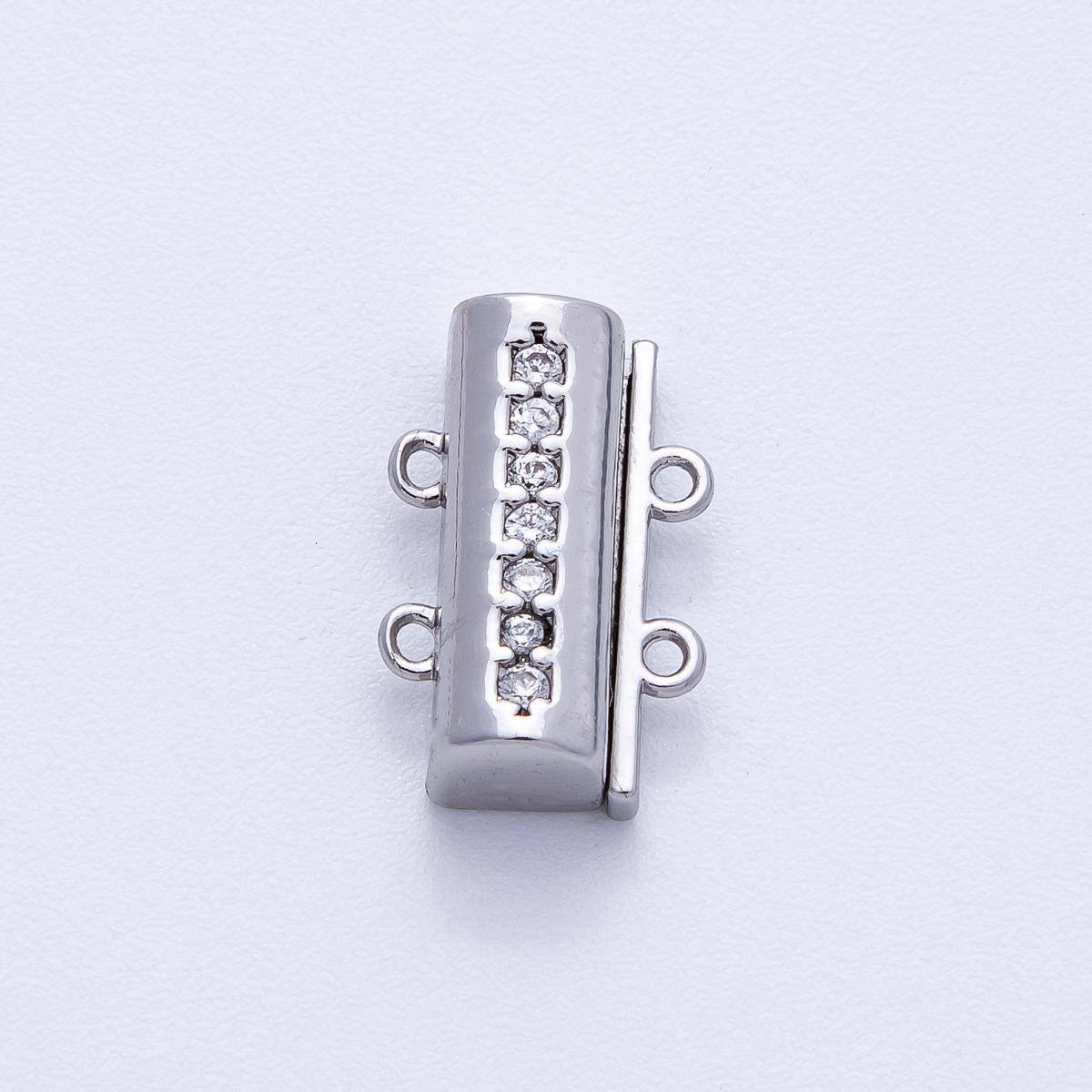 18K Gold Filled 16mm Micro Paved CZ Detangler Finding in Gold & Silver 2-Strand Sparkle DIY Layering Necklace Connector | FINDINGS-00079