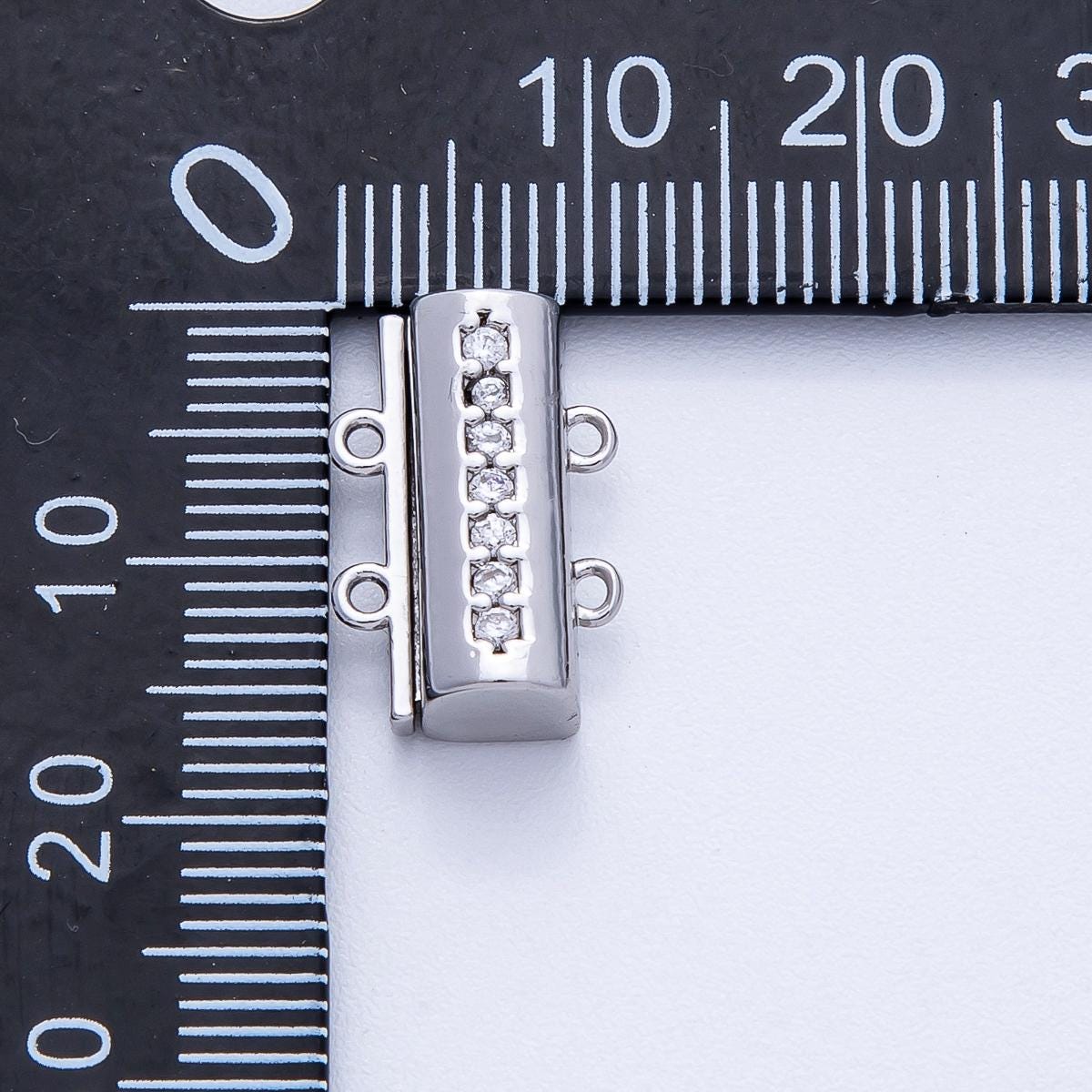 18K Gold Filled 16mm Micro Paved CZ Detangler Finding in Gold & Silver 2-Strand Sparkle DIY Layering Necklace Connector | FINDINGS-00079