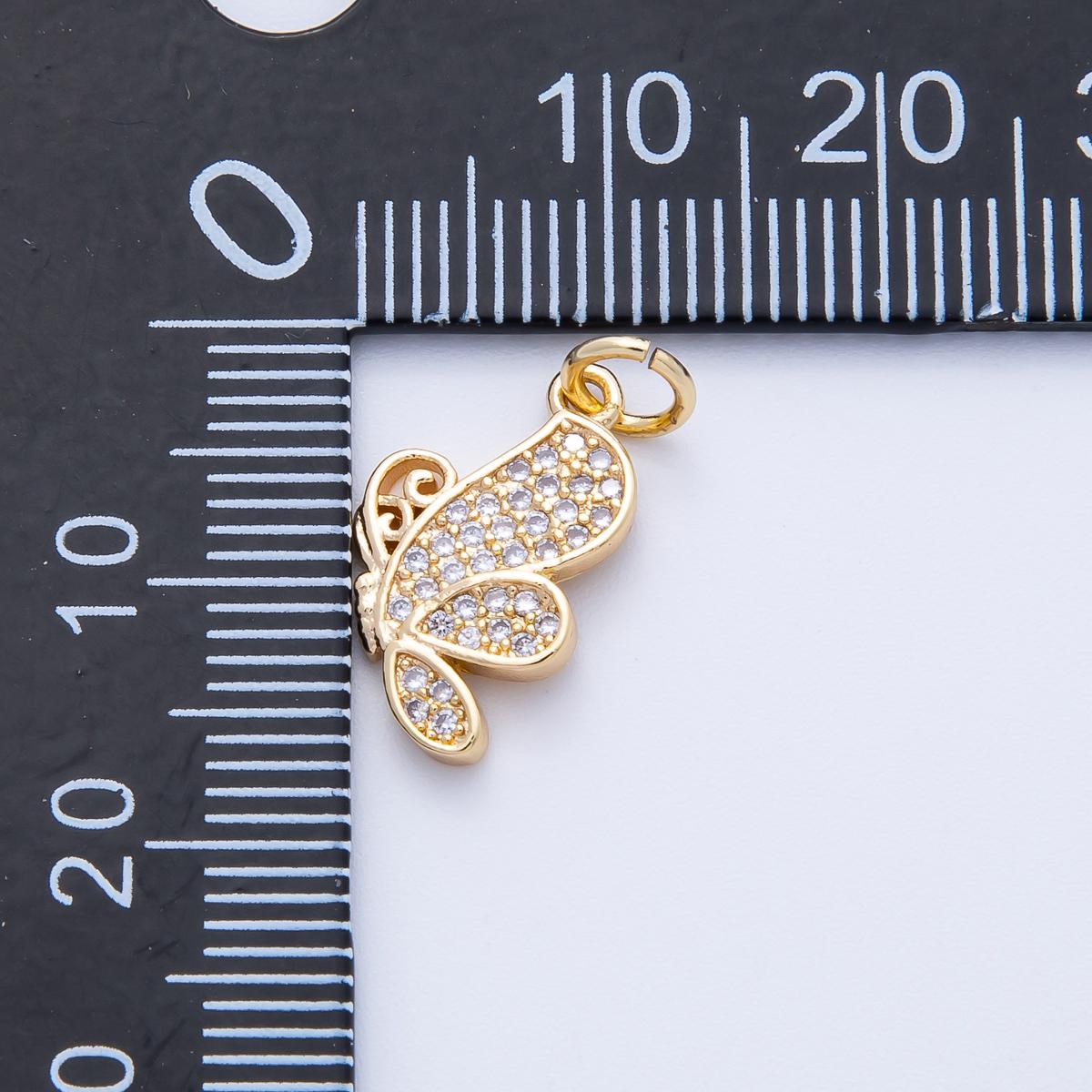 16k gold filled Half Butterfly Charm Necklace 16.1mm Dainty Micro Paved CZ Y2k Jewelry Nature Inspired Gift for Daughter | CHARMS-00407