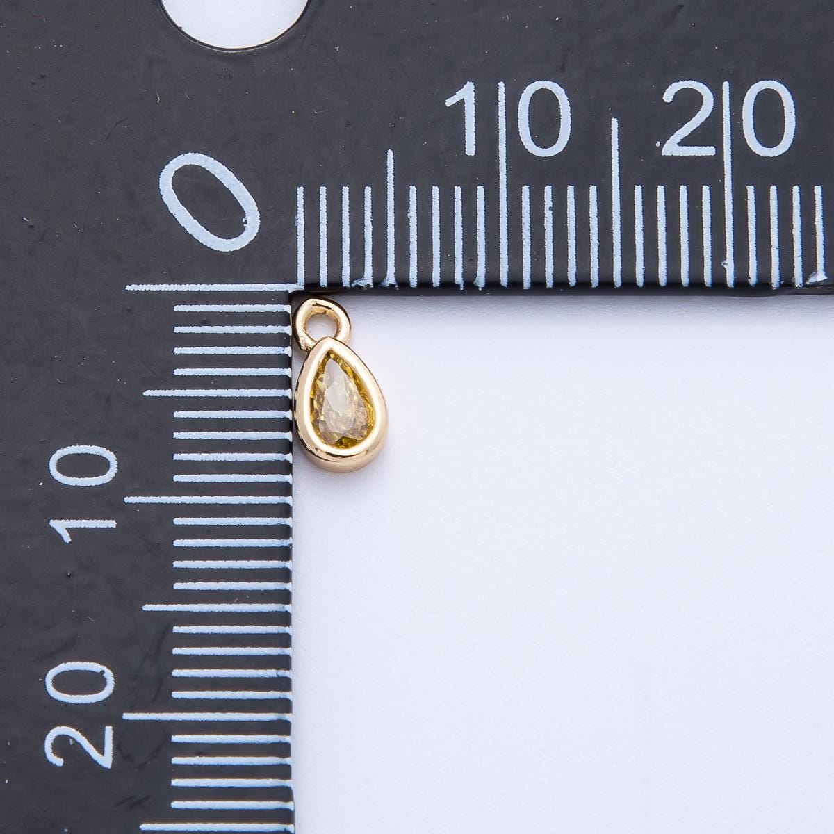18k Gold Pear Citrine Pendant Dainty Yellow Gemstone Charm Bezel Set Teardrop Necklace Minimalist November Birthstone Jewelry | CHARMS-00408