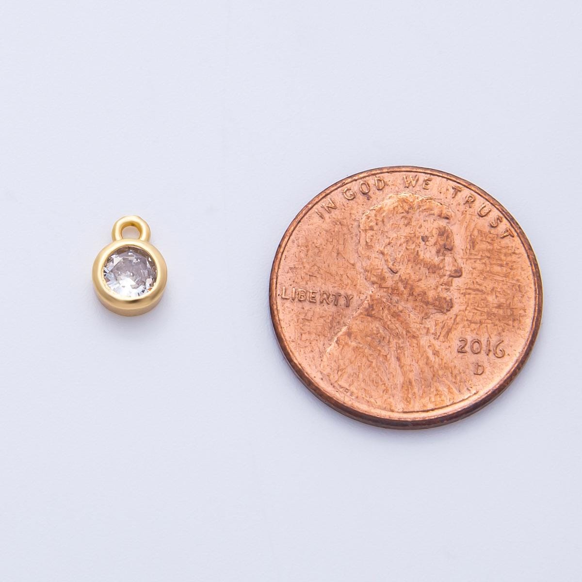 18k Gold Filled Bezel Solitaire Pendant Dainty CZ Round Charm 7.1mm Minimalist Necklace Everyday Jewelry Gift for Her | CHARMS-00413