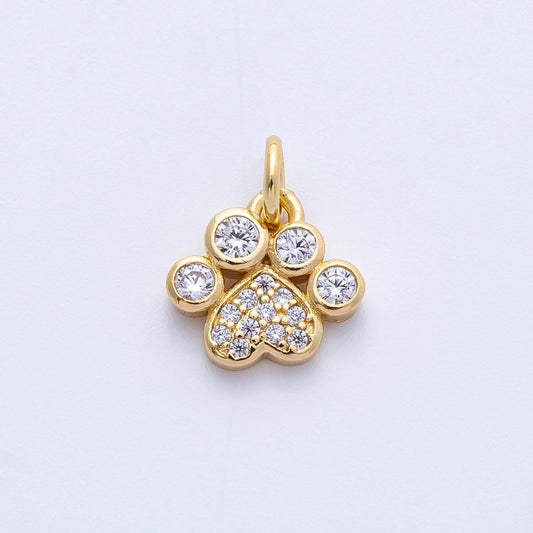 18K Gold Filled Paw Print Charm 9.9mm Micro Paved CZ Dog Pet Pendant DIY Jewelry Making Supply Necklace Bracelet Animal Lover | CHARMS-00414