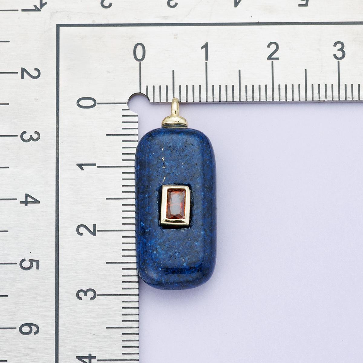18k Gold Filled Lapis Lazuli Natural Gemstone Rectangular Pendant 29.9mm Geometric Charm DIY Jewelry Making Birthstone Gift | CHARMS-00428