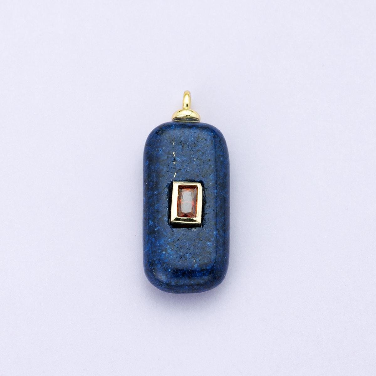 18k Gold Filled Lapis Lazuli Natural Gemstone Rectangular Pendant 29.9mm Geometric Charm DIY Jewelry Making Birthstone Gift | CHARMS-00428
