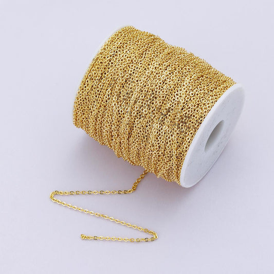 24k Gold Filled Rolo Cable Link Chain by Yard Wholesale Bulk Minimalist Stacking DIY Jewelry Supply Necklace Bracelet Making | ROLL-01864