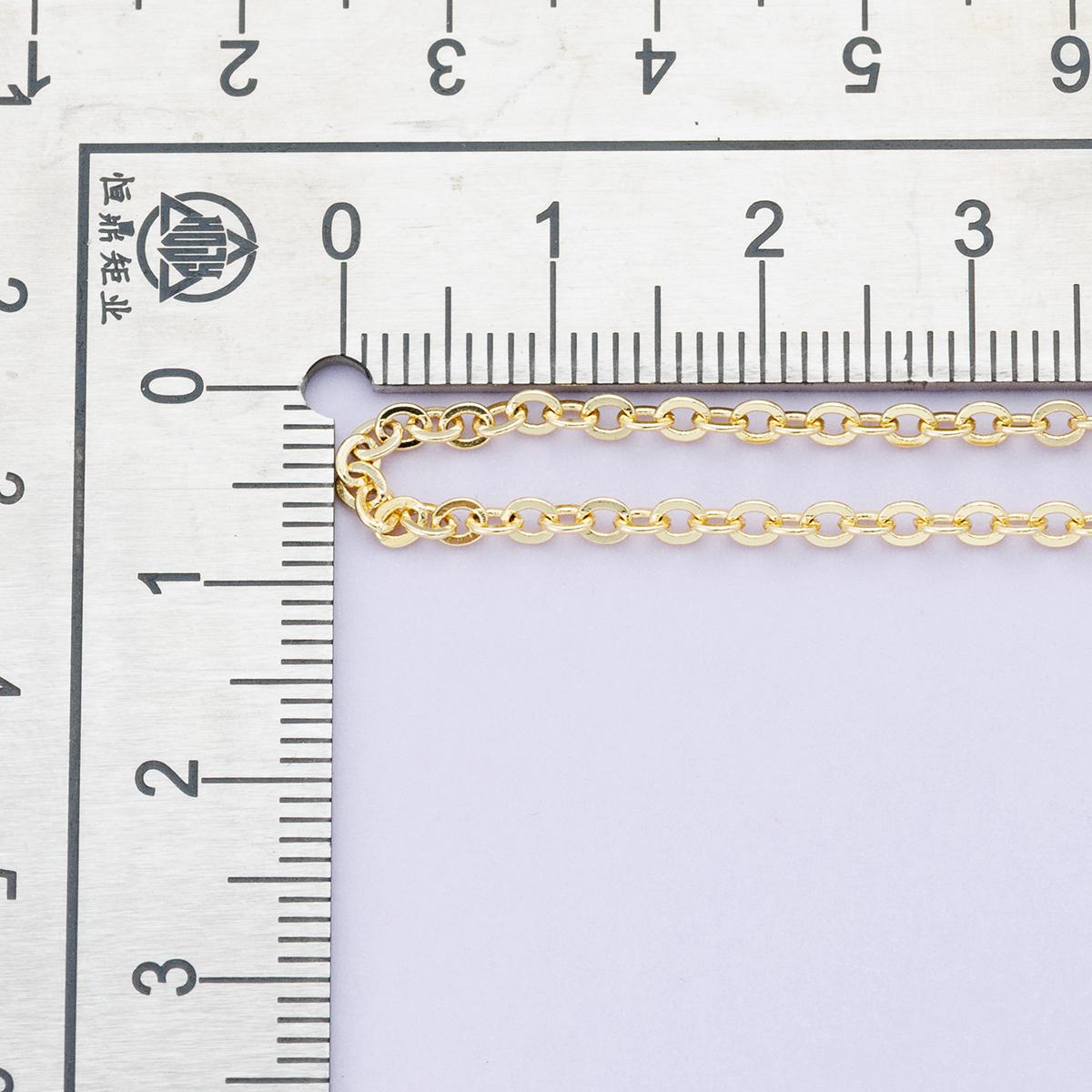 24k Gold Filled 2mm Rolo Cable Link Chain by Yard Wholesale Bulk Minimalist Stacking Jewelry Supply Necklace Bracelet Making | ROLL-01865