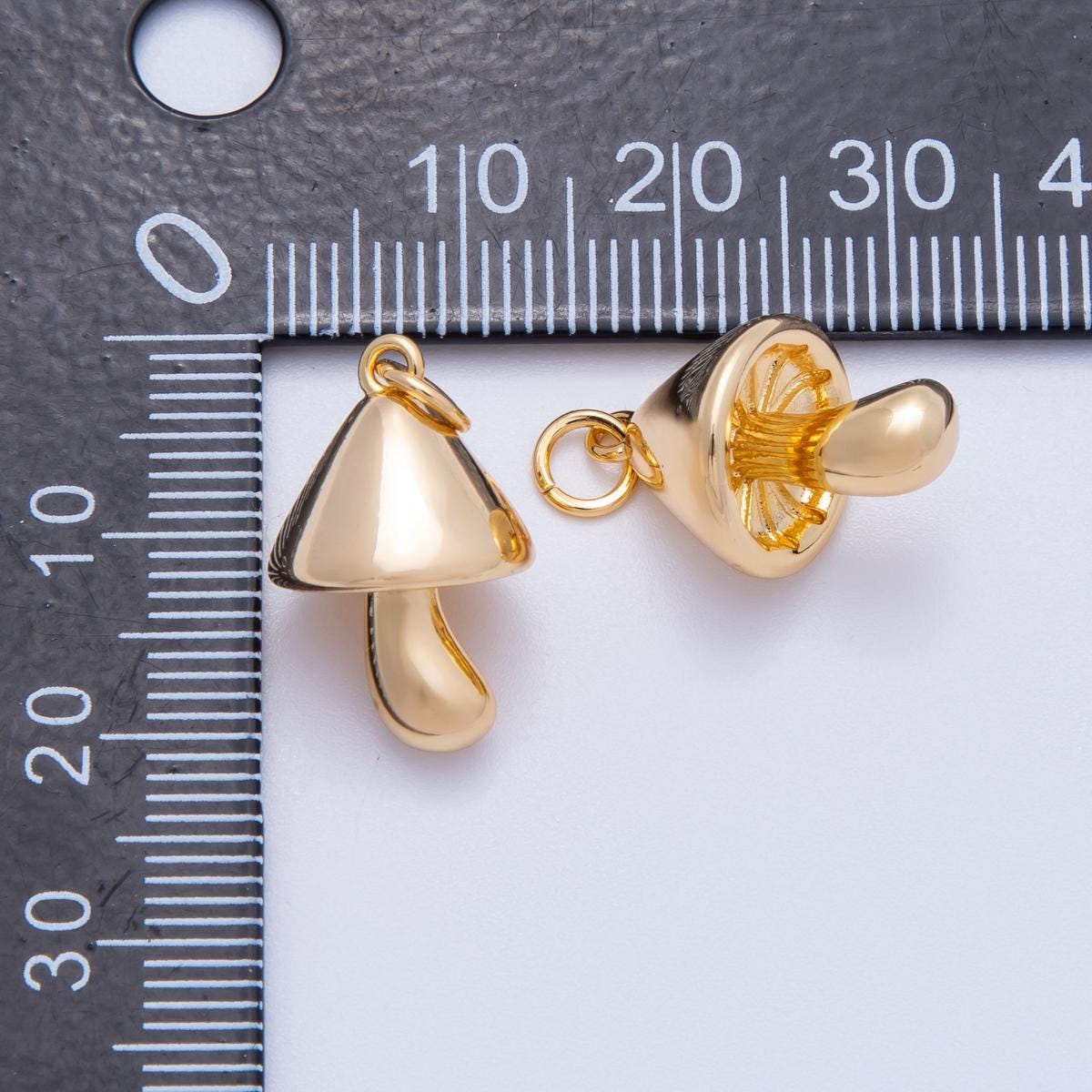 18k Gold Filled Mushroom Charm 19.5mm Mini 3D Toadstool Pendant Whimsical Nature Jewelry Supply for custom Necklace Bracelet | CHARMS-00426