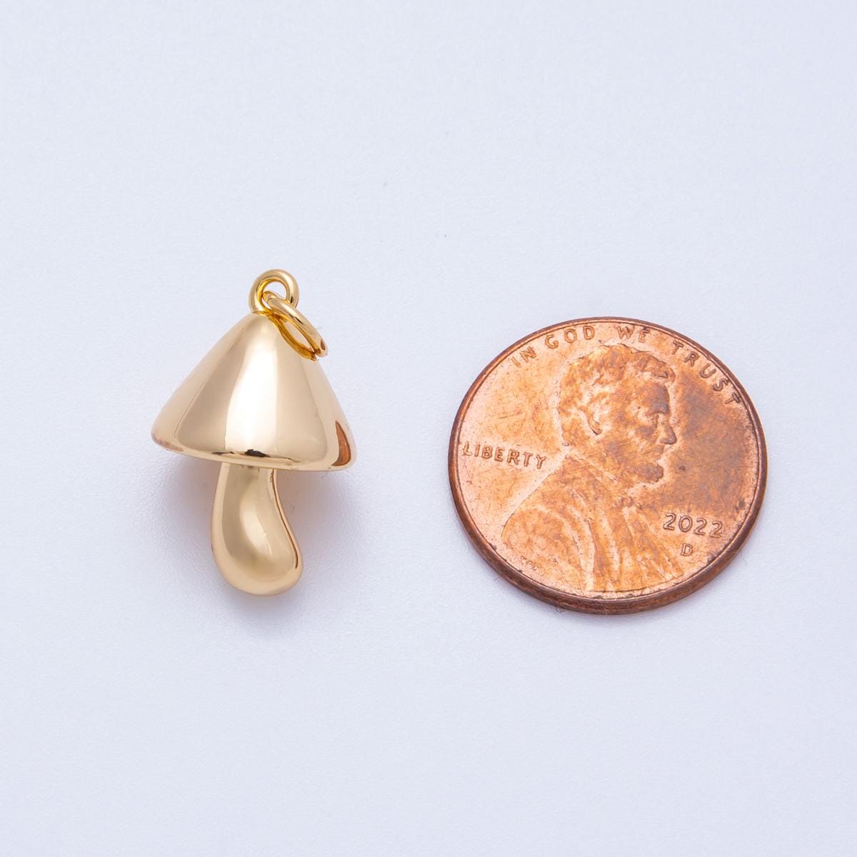 18k Gold Filled Mushroom Charm 19.5mm Mini 3D Toadstool Pendant Whimsical Nature Jewelry Supply for custom Necklace Bracelet | CHARMS-00426