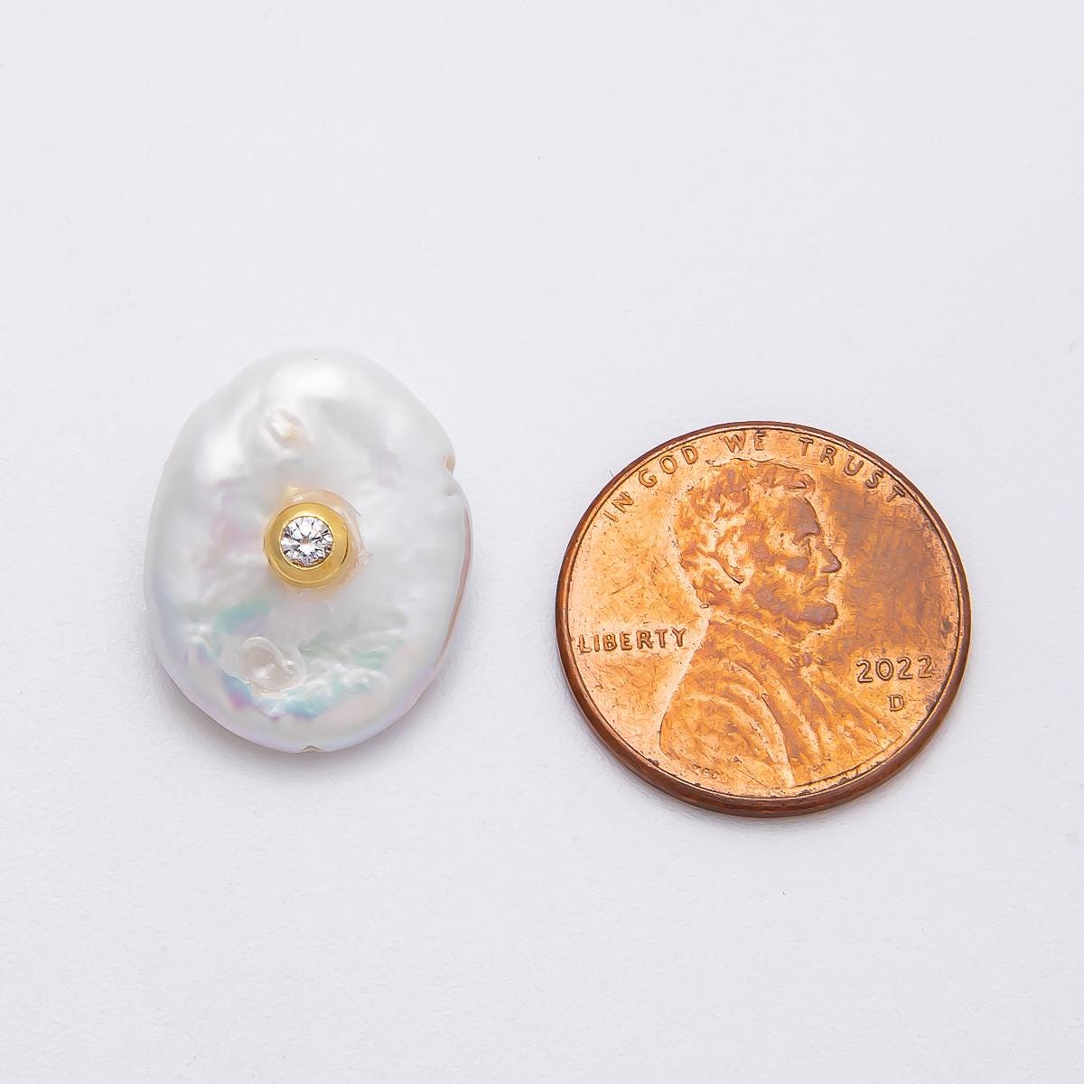 Large Baroque Pearl Pendant 18.6mm Irregular Freshwater Pearl Charm Bridal Accessory Gift for her DIY Jewelry Making Supply | FINDINGS-00124