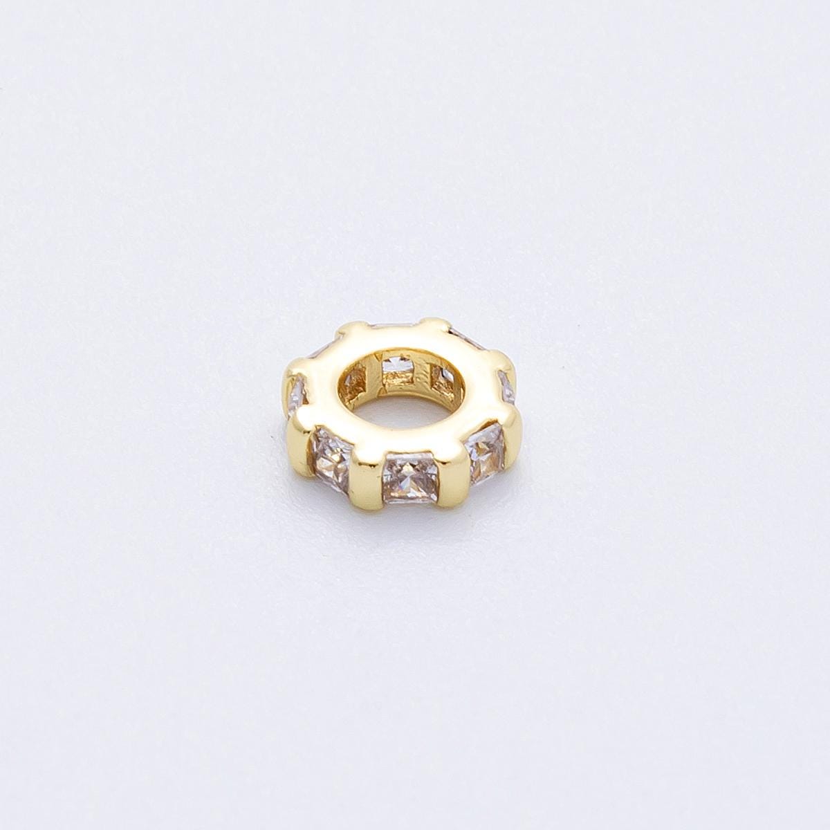 16k Gold Filled 7.7mm multicolor birthstone CZ rondelle spacer beads DIY Jewelry Making Supply for custom bracelet necklace | BEADS-00152