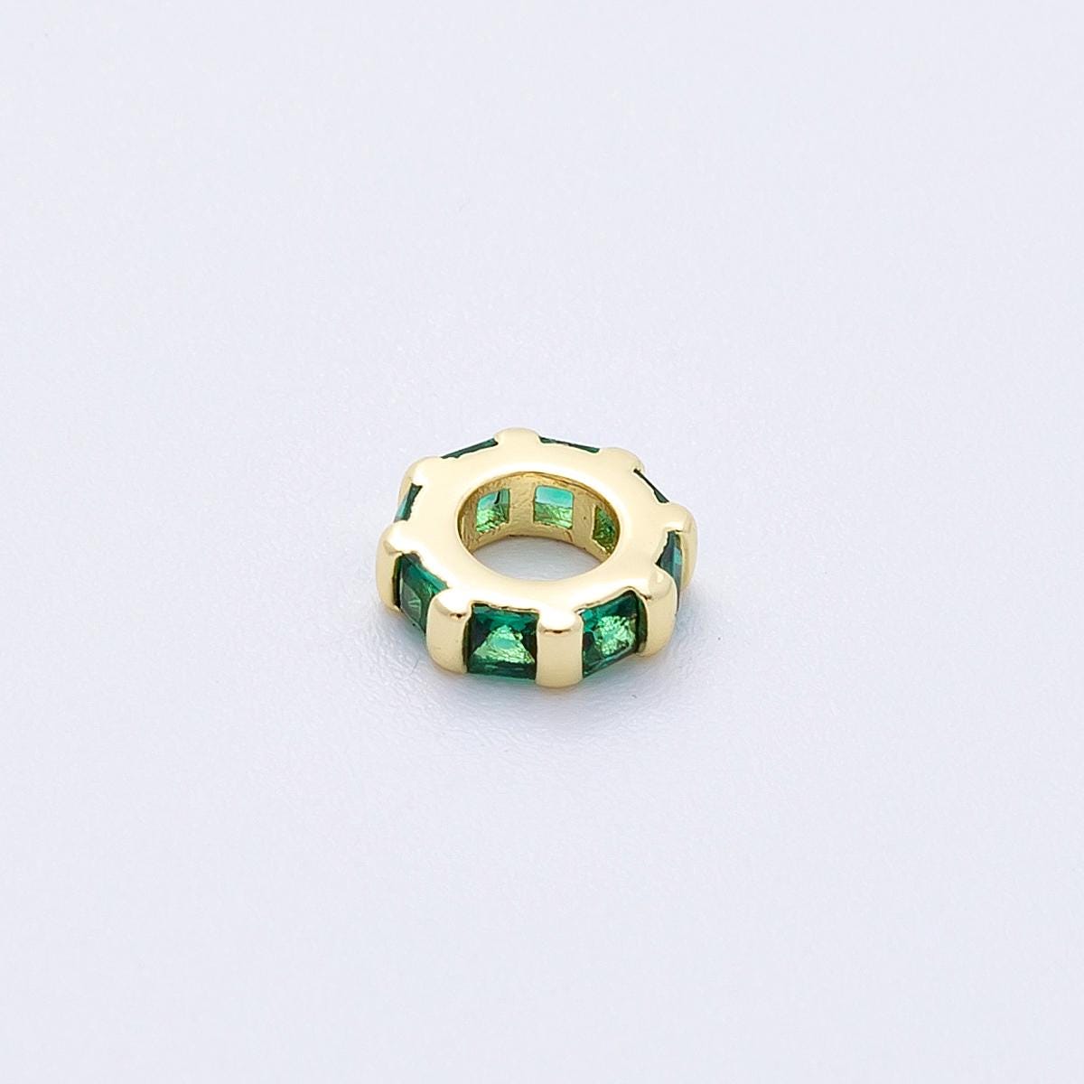 16k Gold Filled 7.7mm multicolor birthstone CZ rondelle spacer beads DIY Jewelry Making Supply for custom bracelet necklace | BEADS-00152