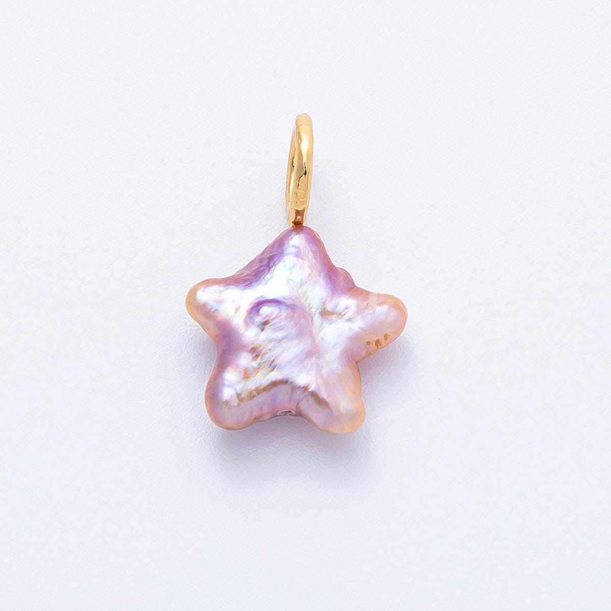 18k Gold Filled 18.3mm Mini Star Baroque Pearl Charms Natural Freshwater Pearl Pendants Celestial Jewelry Making Supply | CHARMS-00432