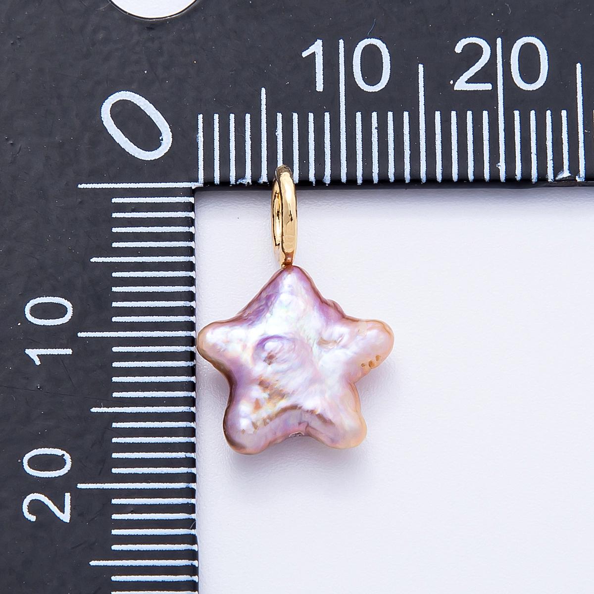 18k Gold Filled 18.3mm Mini Star Baroque Pearl Charms Natural Freshwater Pearl Pendants Celestial Jewelry Making Supply | CHARMS-00432