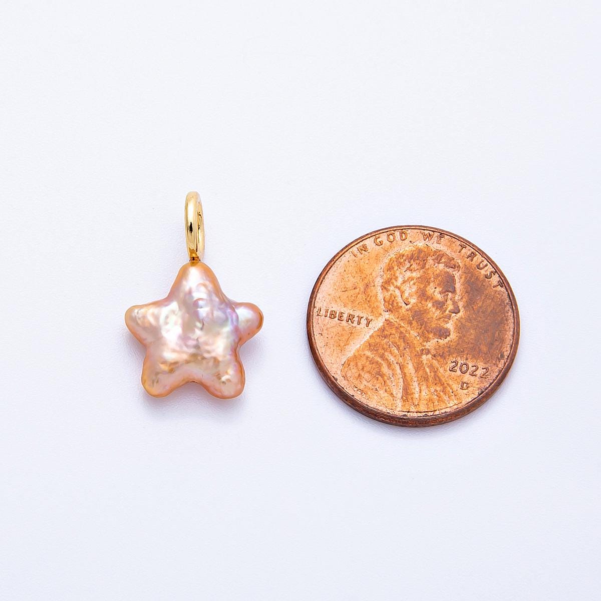 18k Gold Filled 18.3mm Mini Star Baroque Pearl Charms Natural Freshwater Pearl Pendants Celestial Jewelry Making Supply | CHARMS-00432