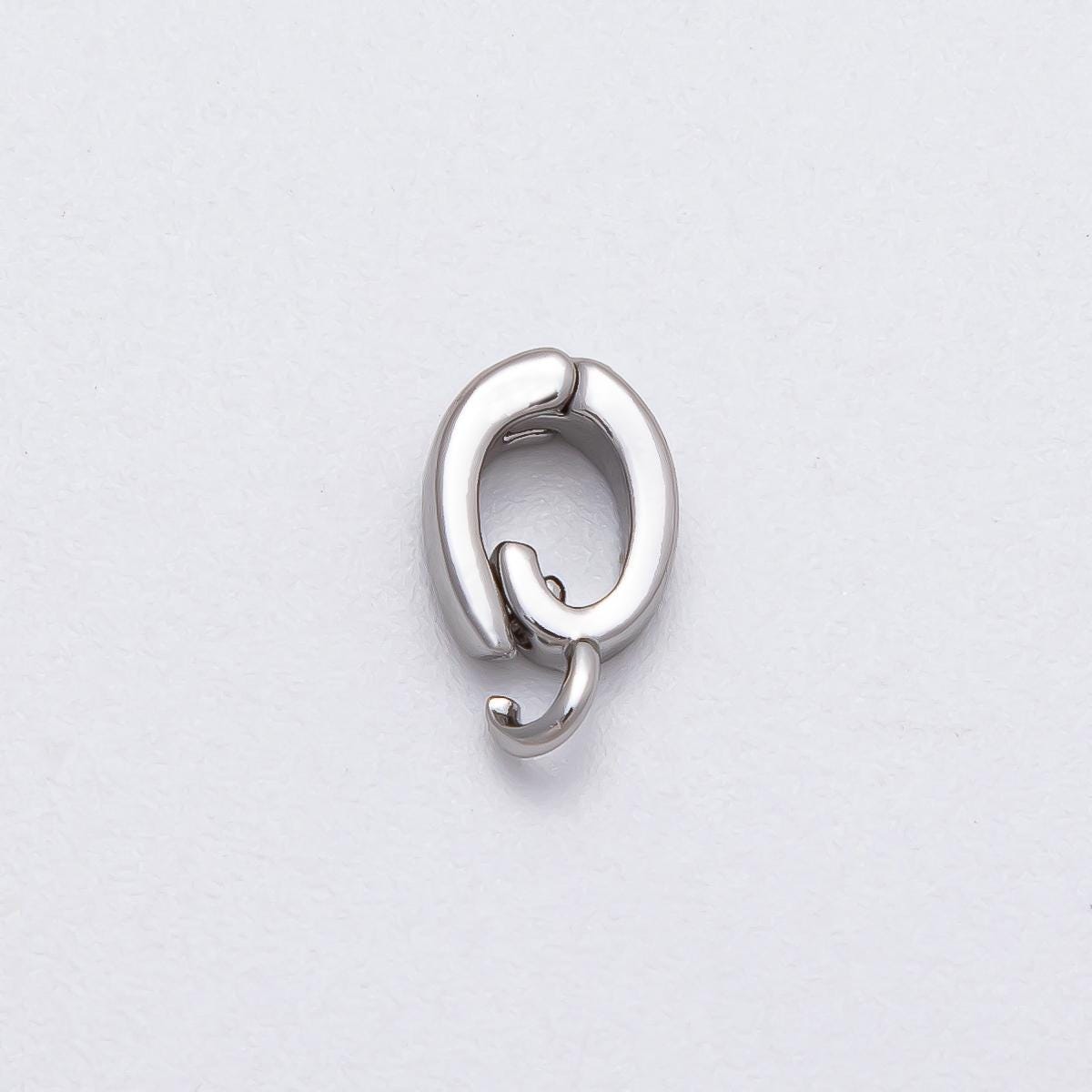 Silver 10.4mm Hinged Charm Clasp Oval Snap Pendant Connector Jewelry Finding for DIY Necklaces & Bracelets | FINDINGS-00121